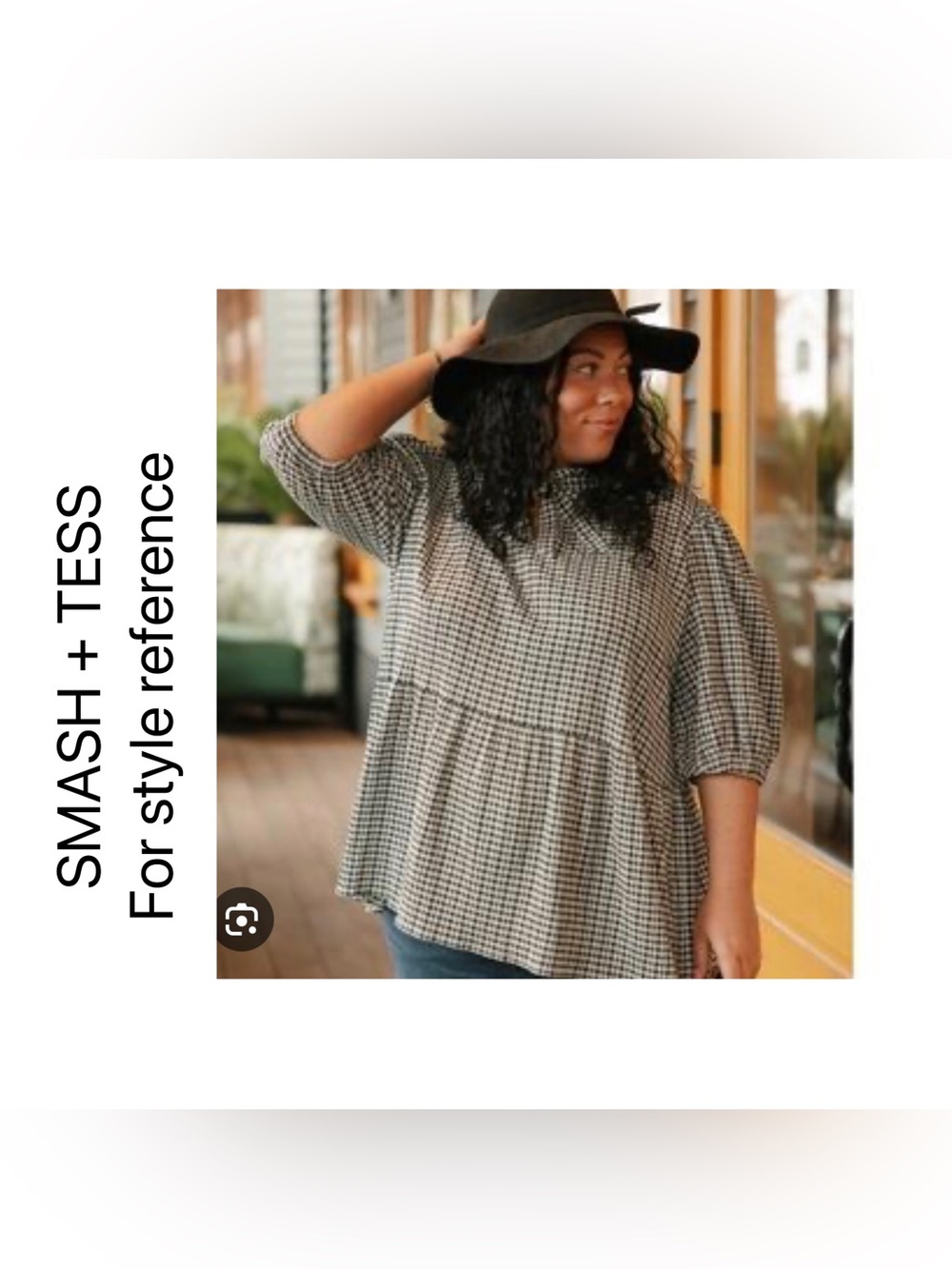 🇨🇦🆕NWT SMASH+TESS | XL | Black Gingham & peplum Valentina Puff Sleeves Top - Picture 12 of 16